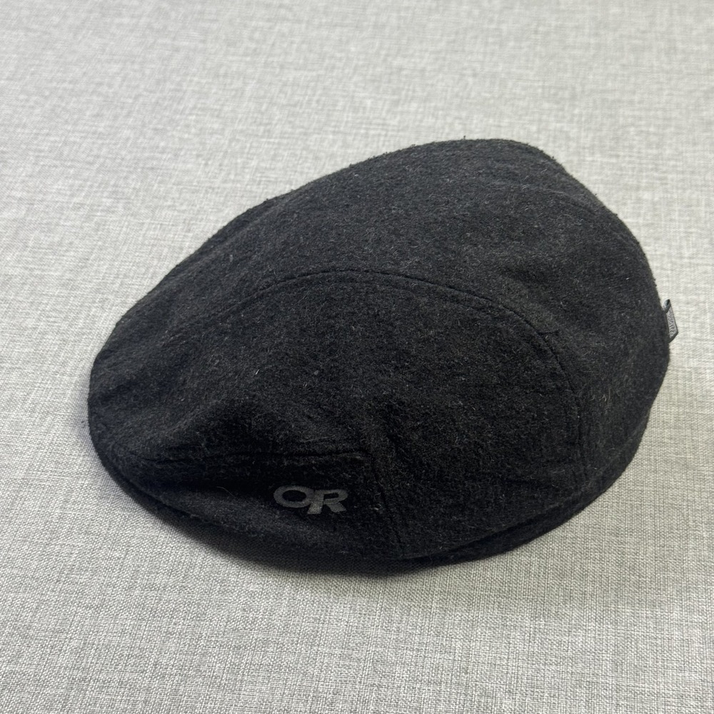 Outdoor Research Hat Cap Flat Cap Mens M Black Wool Polyester Lined Winter